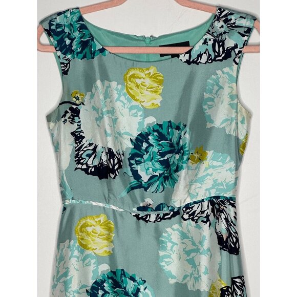 J.Crew Fit and Flare Dress Women's 0 teal Floral Print Sleeveless - Picture 3 of 8